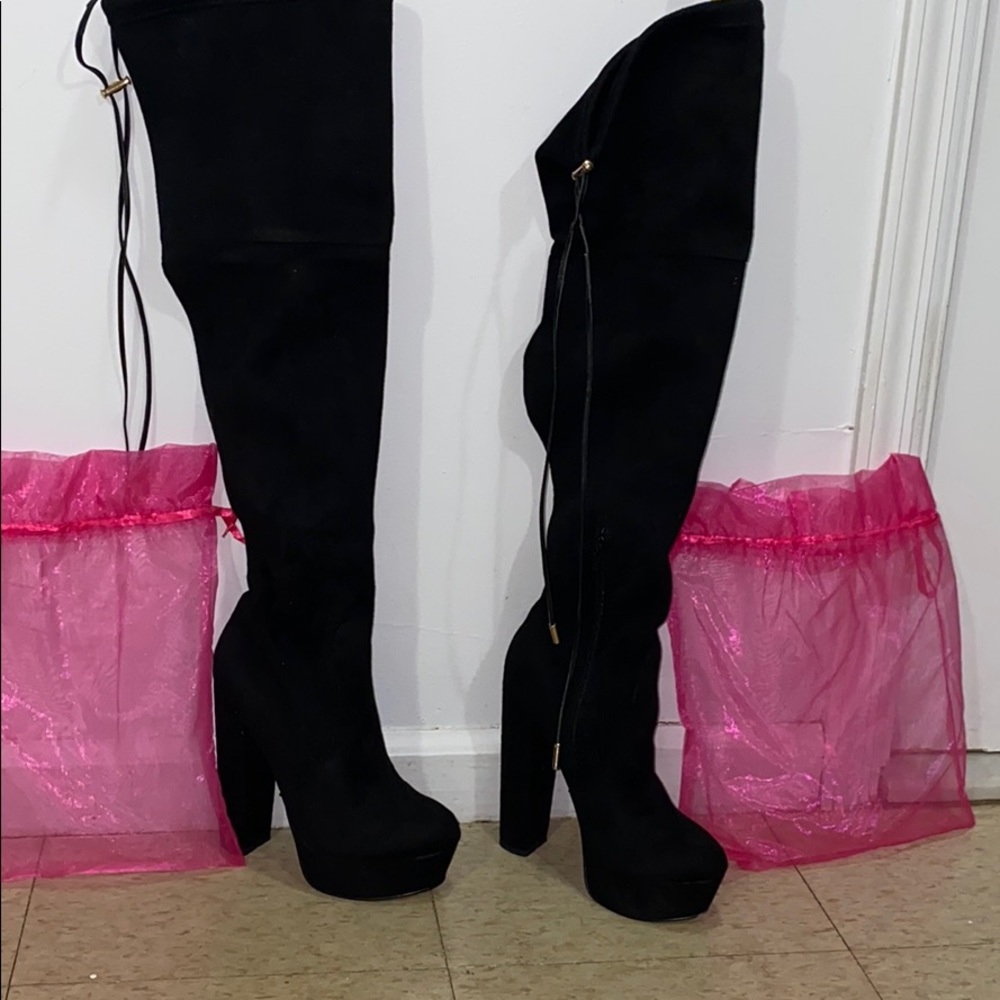 Lace up black boots
